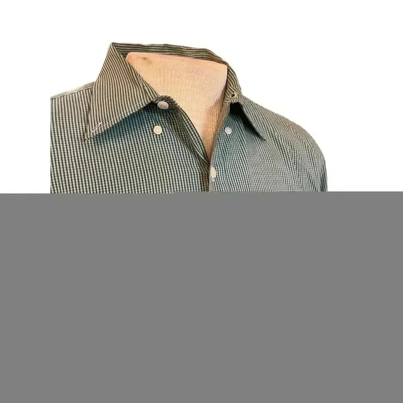 IZOD 100% cotton green and white mens button up size large - Picture 5 of 6